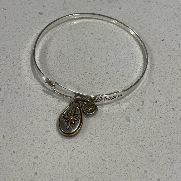 Brighton Retired Joy to the World Silver Bangle Bracelet in Fabric bag - Picture 2 of 4